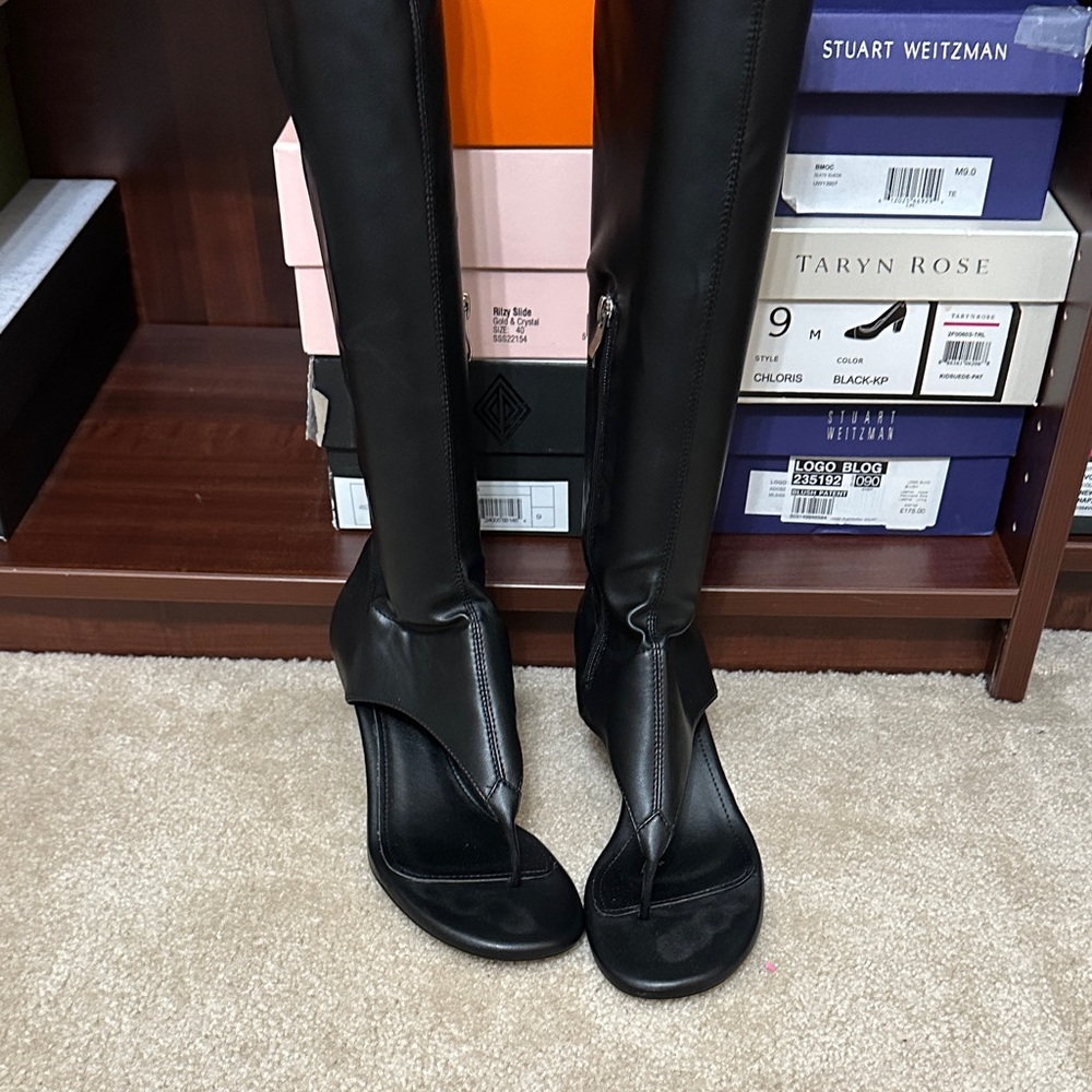 Azalea Wang Black open toe Women's Boots- worn 1x